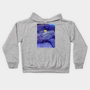 Yellow Flower in the Blue Rocks Kids Hoodie